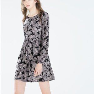 Zara Paisley Swing Empire Waist Mini Dress S
